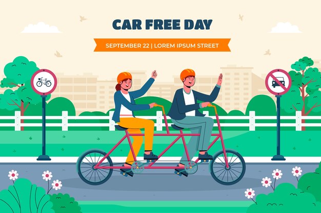 Flat world car free day background