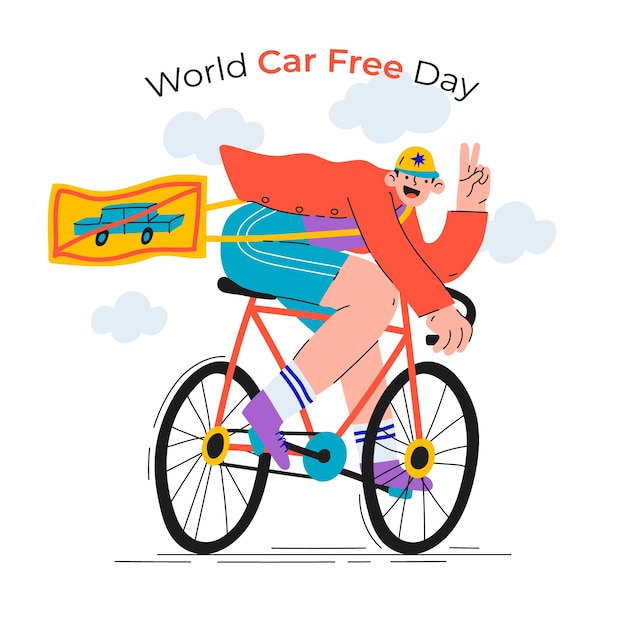 Free Vector flat world car free day illustration