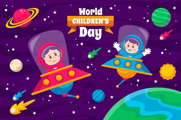 Flat world children's day background