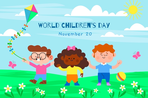 Flat world children's day background