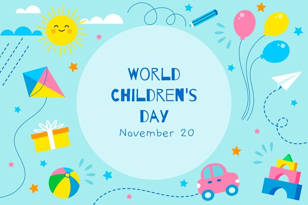 Flat world children's day background