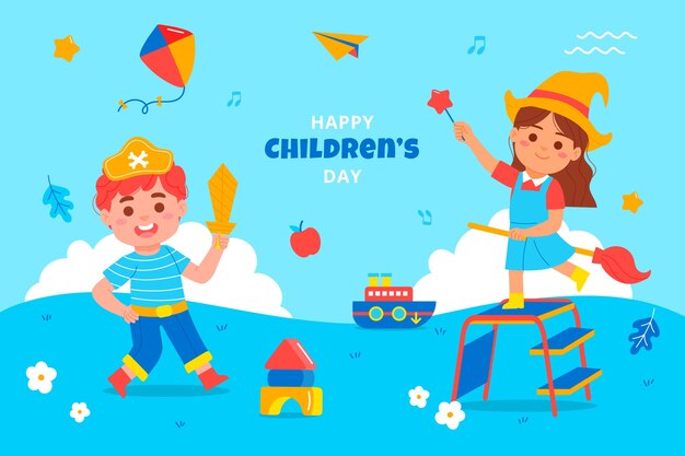 Flat world children's day background