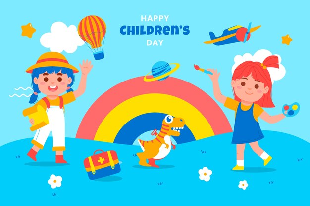 Flat world children's day background