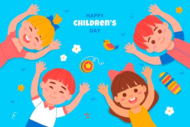 Flat world children's day background