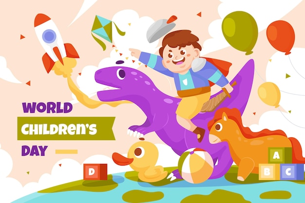 Flat world children's day background