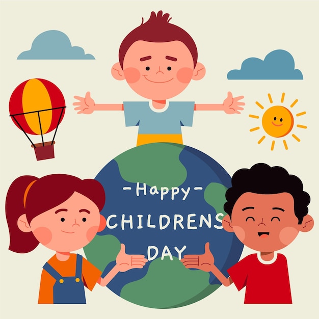 Flat world children's day  illustration