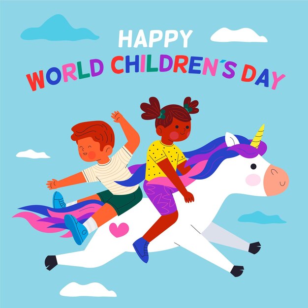 Flat world children's day illustration