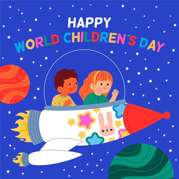 Flat world children's day illustration