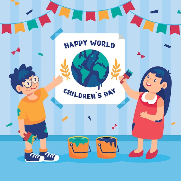 Flat world children's day illustration