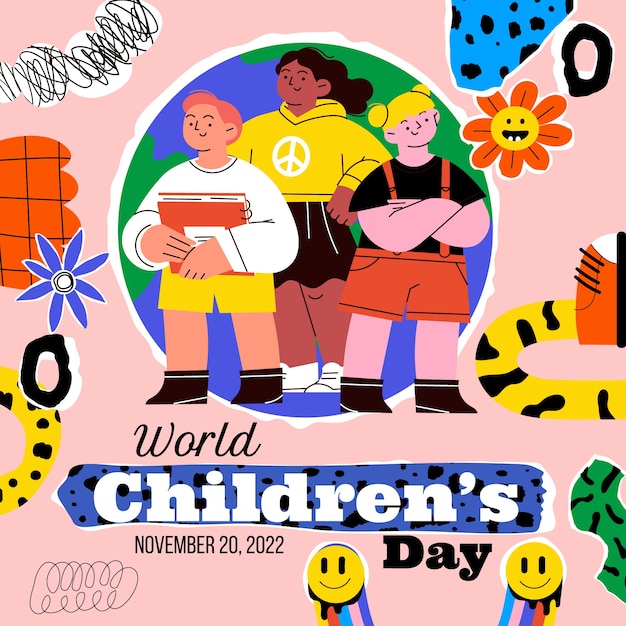 Free vector flat world children's day illustration