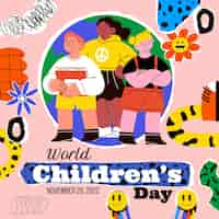 Free vector flat world children's day illustration