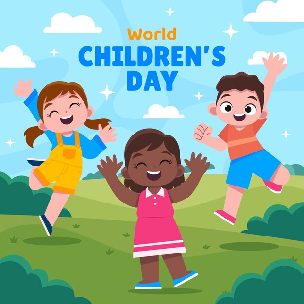 Flat world children's day illustration