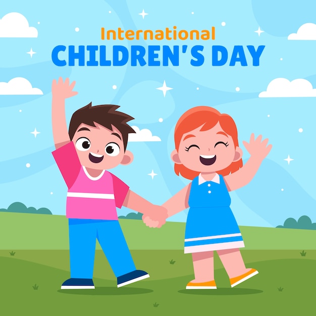 Flat world children's day illustration