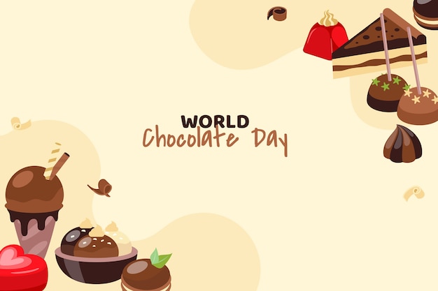 Free Vector flat world chocolate day background with chocolate sweets