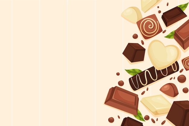 Free Vector flat world chocolate day background with chocolate sweets