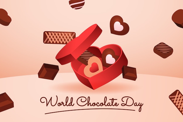 Free vector flat world chocolate day background with chocolate sweets