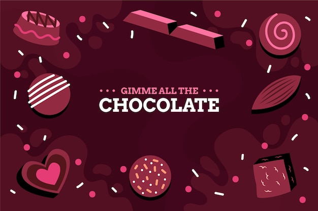 Free Vector flat world chocolate day background with chocolate treats