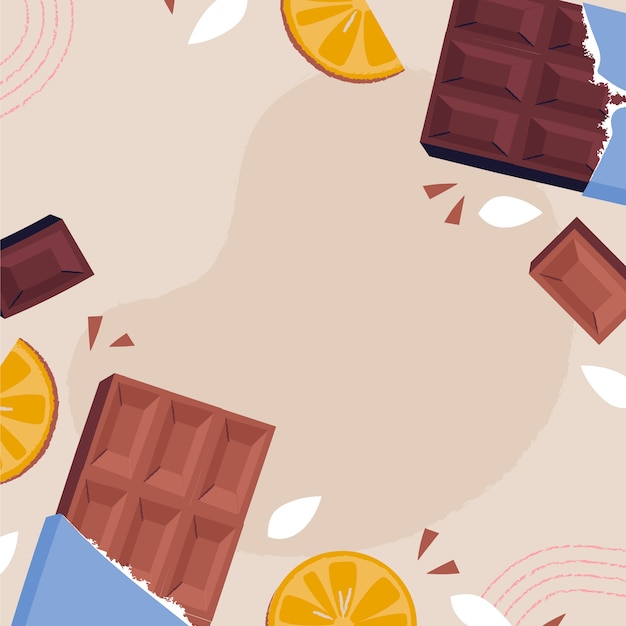 Flat world chocolate day background with chocolate