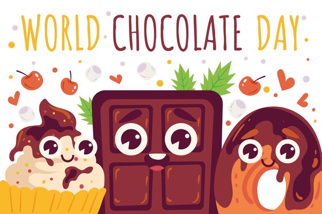 Flat world chocolate day background