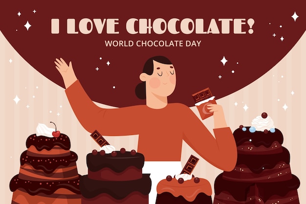 Free Vector flat world chocolate day background