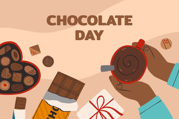 Free vector flat world chocolate day background