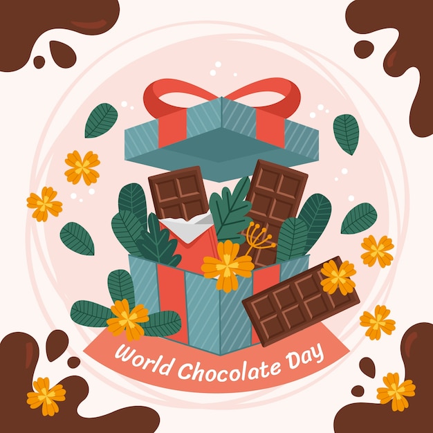 Free vector flat world chocolate day celebration illustration