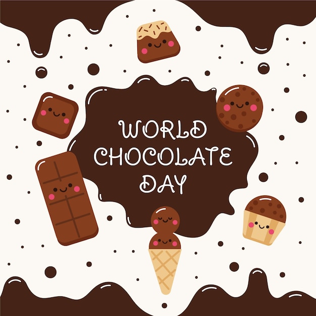 Flat world chocolate day illustration