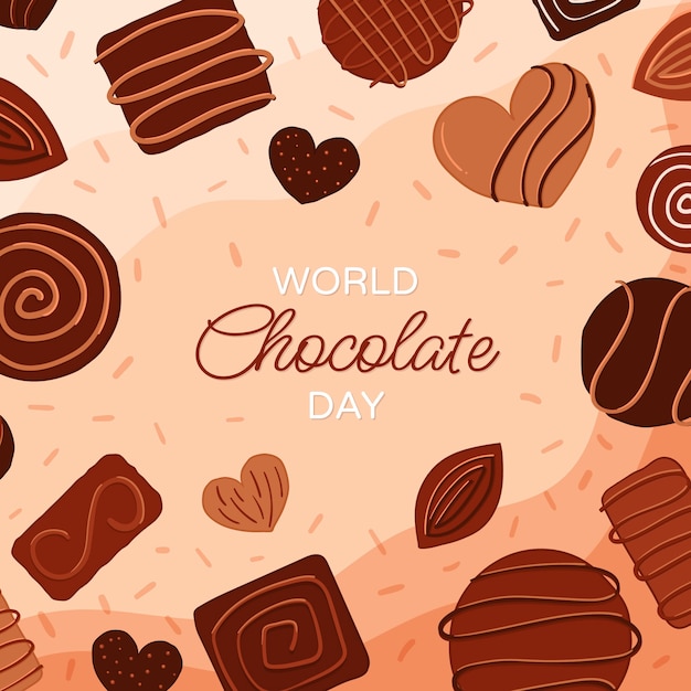 Free vector flat world chocolate day illustration