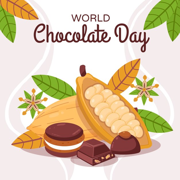 Flat world chocolate day illustration