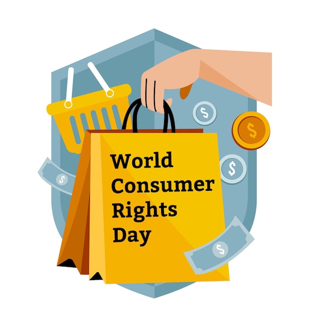 Flat world consumer rights day illustration