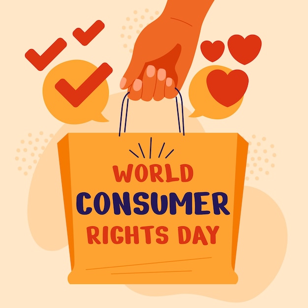 Flat world consumer rights day illustration