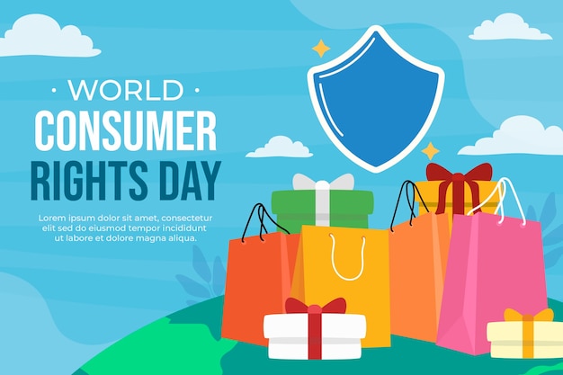 Flat world consumer rights day illustration