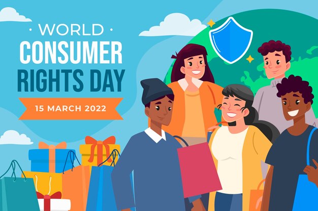 Flat world consumer rights day illustration