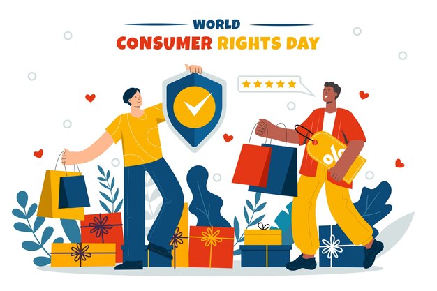 Flat world consumer rights day illustration