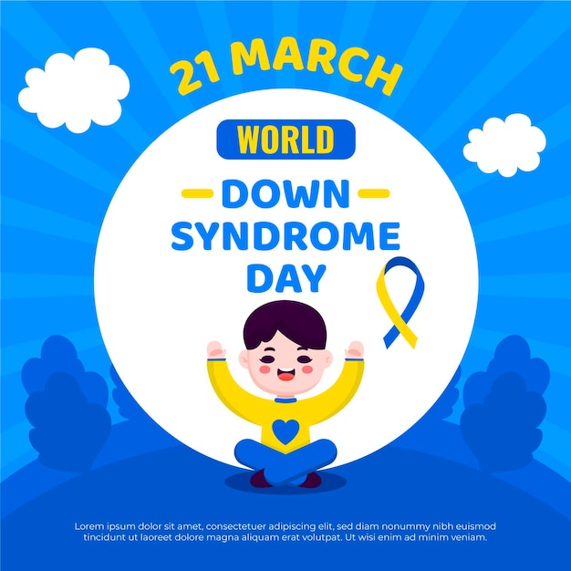 Flat world down syndrome day illustration