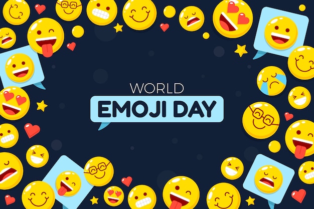 Free Vector flat world emoji day background with emoticons