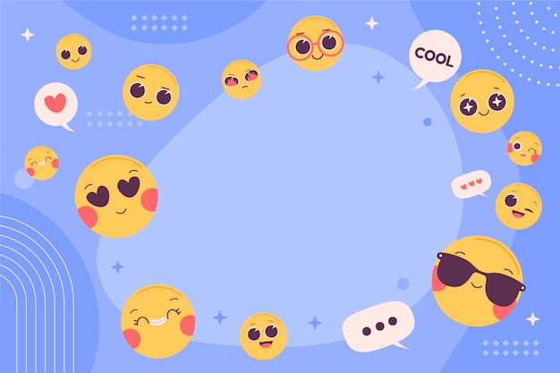 Flat world emoji day background with emoticons