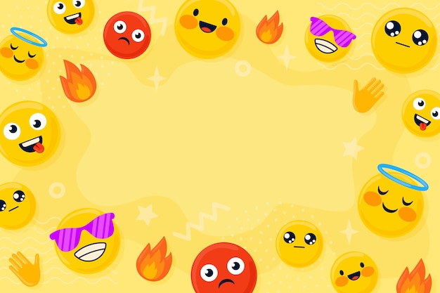 Flat world emoji day background with emoticons