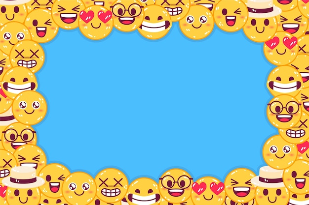 Flat world emoji day background with emoticons