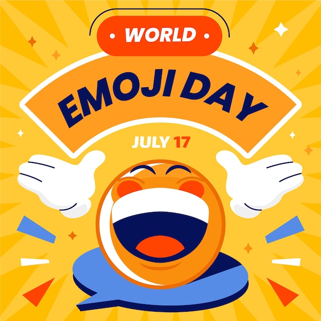 Flat world emoji day illustration with emoticons