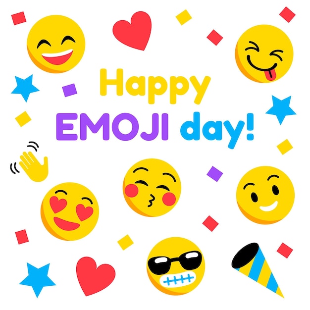 Free Vector flat world emoji day illustration