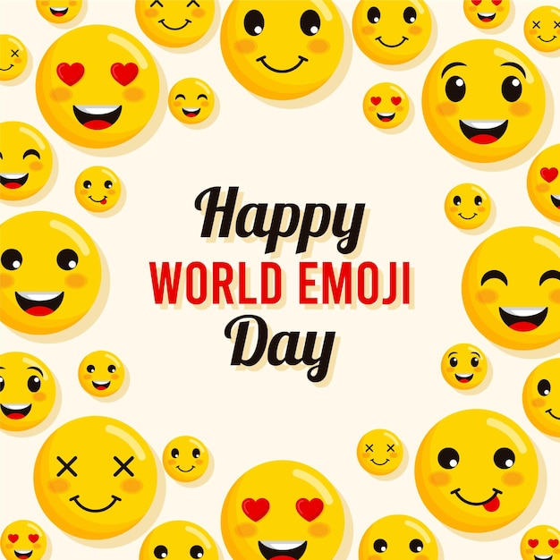 Flat world emoji day illustration