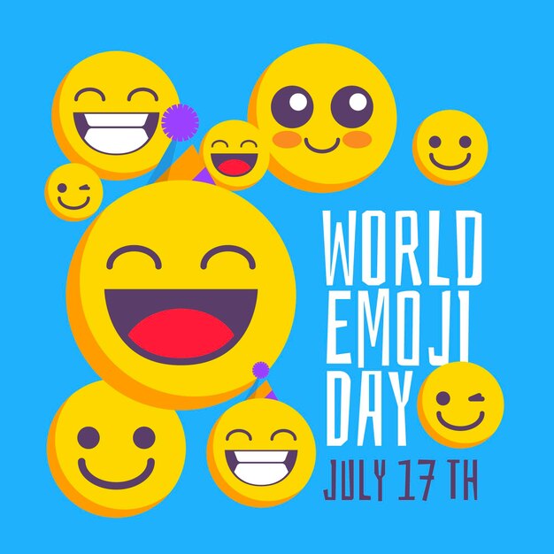 Flat world emoji day illustration