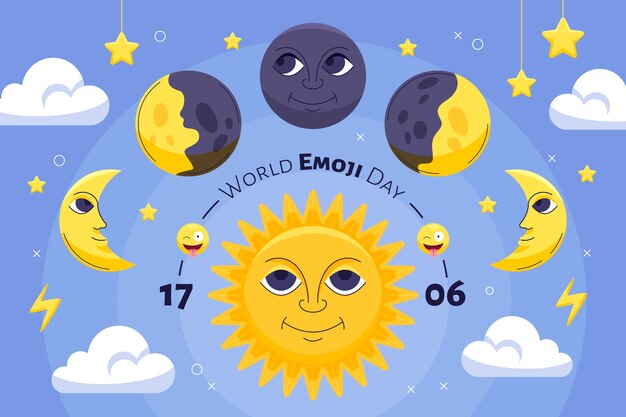 Flat world emoji day illustration