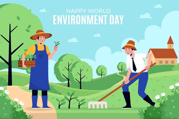 Flat world environment day background