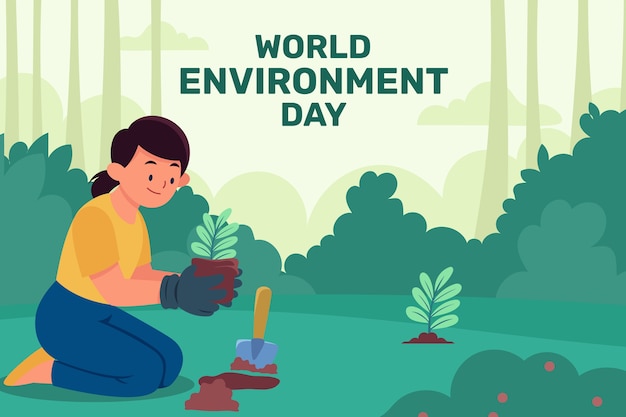 Flat world environment day background