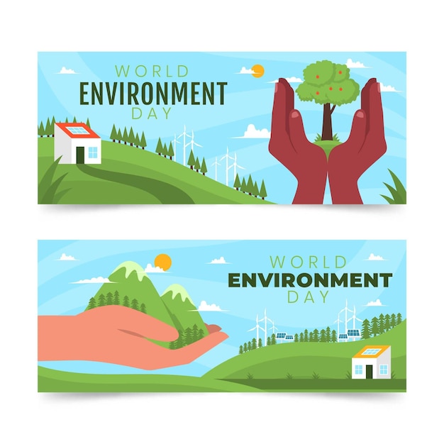 Flat world environment day banner template