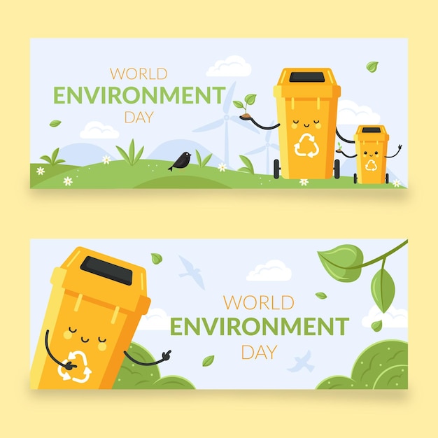 Flat world environment day banner template