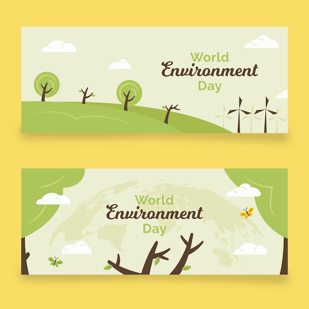 Flat world environment day banner template