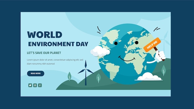 Flat world environment day banner template